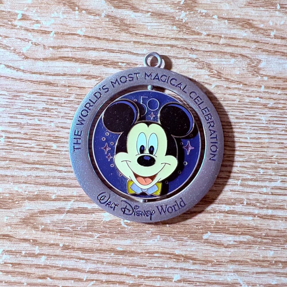NEW Walt Disney World Ornament 50th Anniversary Mickey Mouse Spinner Metal Parks
